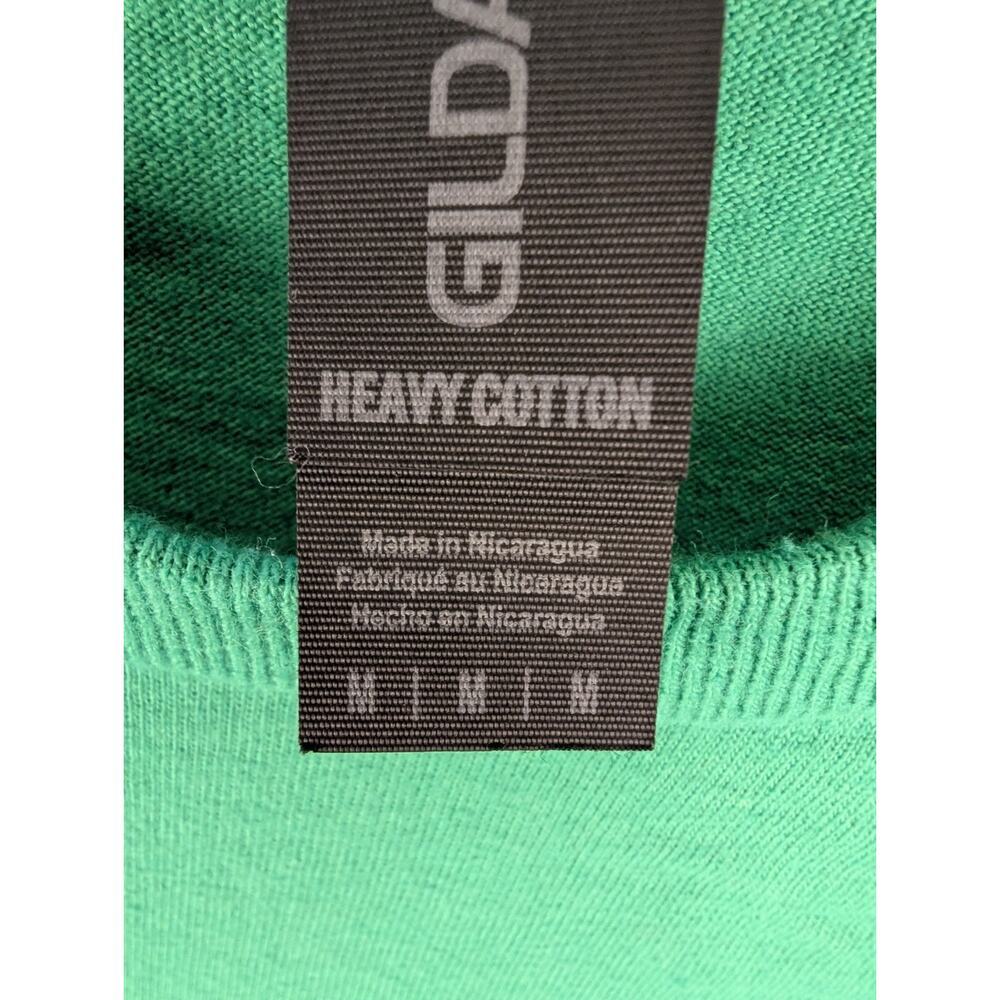 Gildan Heavy Cotton Green Anime Eyes Graphic T-Shirt Mens Medium Kawaii Face Tee - Picture 2 of 5
